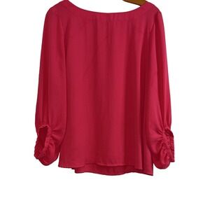 LOFT Long Sleeve Blouse Women's M Fuchsia‎ Boat Neck Pullover Top